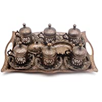Los mejores  - Nosy Nomad Juego de café: Set de 6 Tazas de Café Turco- Plato de Dulces- Cobre Fundido Original | Juego de Café Turco de…